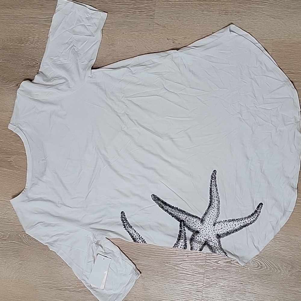 Philosophy White Tunic StarfishFront & Back Print Tee